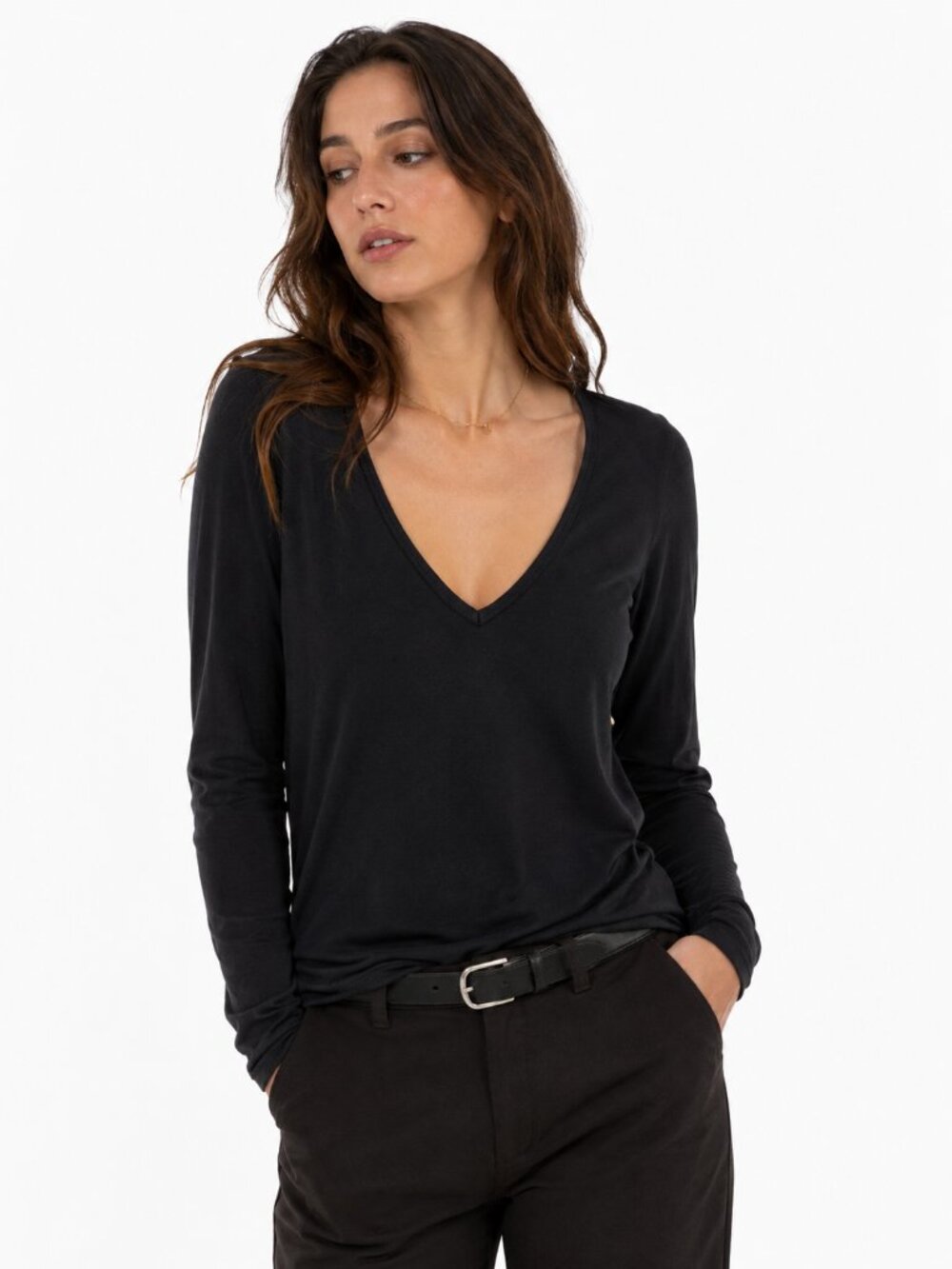 Wilfred Free Aritzia Viscose V-Neck Tunic Top